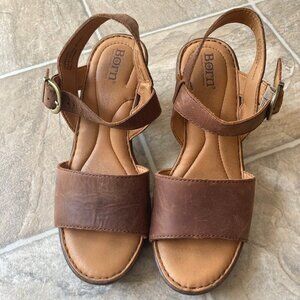 Born Women's Slignback Sandals with Heel - Brown - Like New